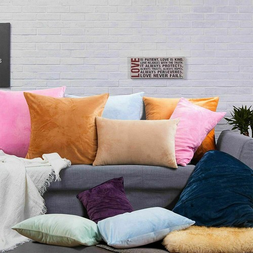 Velvet Cushion Cover 2 Pack Ultra Soft Various Colors Throw Pillow Case - Picture 7 of 64