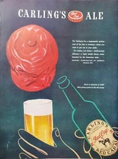 2 Vintage 1947 Carling's Red Cap Ale Print Ad Ephemera Wall Art Decor