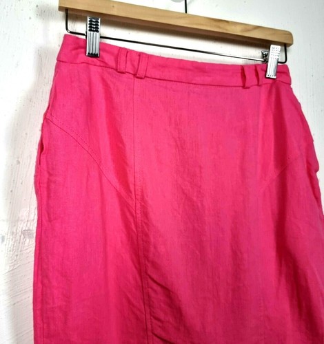 ASOS PETITE Womens Skirt Size 10 Pink Linen Blend - Picture 2 of 9