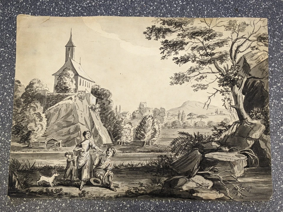 Антикварная оригинальная чернильная и серая стиральная атрибутика для рисования. Карло Лабруцци 1748–1817 - Изображение 2 из 4