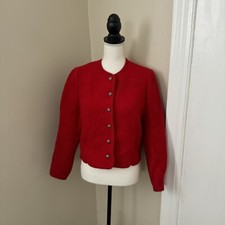 Charter Club Red 100% Boiled Wool Jacket Size 12