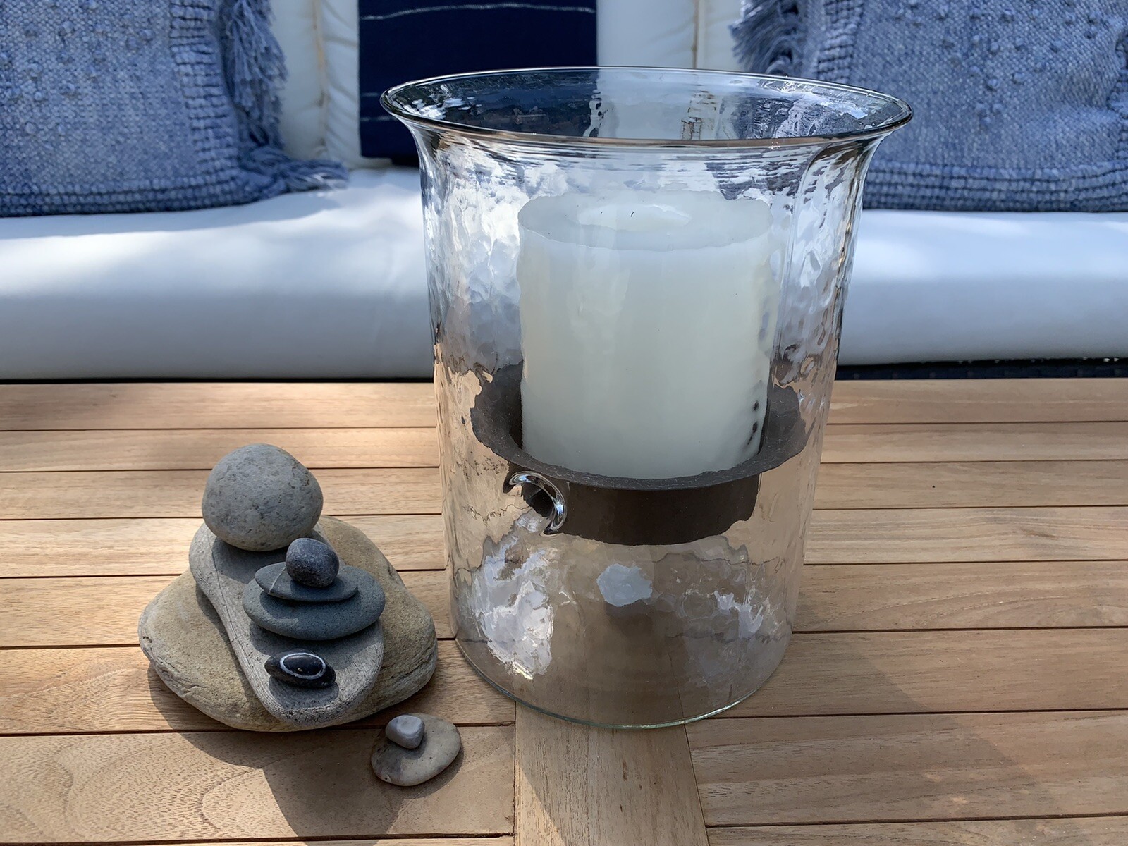 Clear Wavy Blown Glass Round HURRICANE/ CANDLE HOLDER SUNDANCE CATALOG