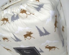 GH Bass Maine Cotton Multi Colors Moose Pine Tree Print Flannel King Sheet Set