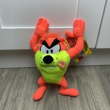 Looney Tunes Tazmanian Devil 9" Plush Toy Factory Neon Orange Yellow with Tag