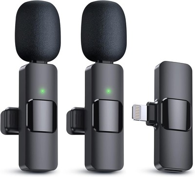 Rillpac K9 Wireless Lavalier Microphone for Apple & Android Recording Podcast