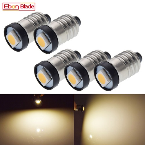 5Pcs E10 MES Screw 5050 LED 3V Warm White Light Bulb Lamp for Torch Bike Bicycle