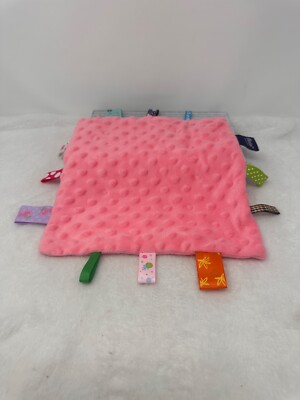Pink 10'' by 10'' Textured Lovey / Security Blanket Plush Toy by Heccei