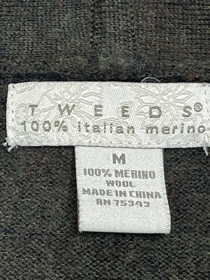 Tweeds 100% MERINO Wool Cardigan Sweater Women M LS Olive Green Italy Open Front - Image 3 of 4