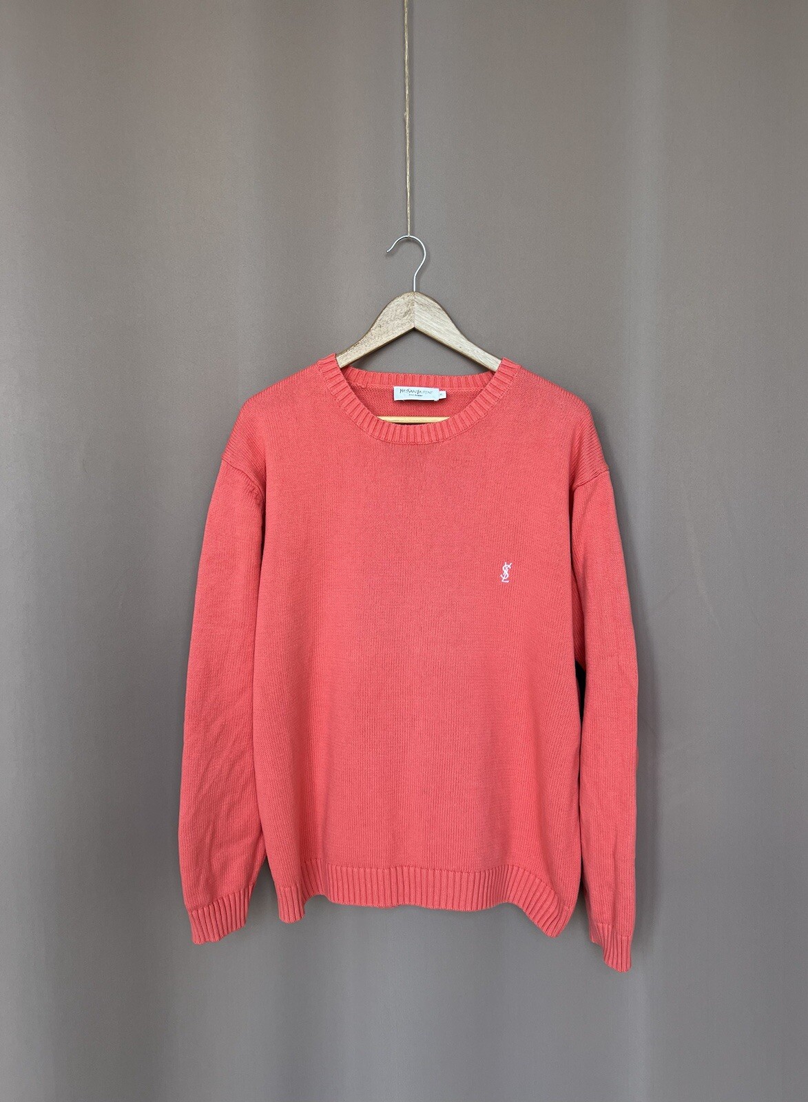 Maglione maglia Yves Saint Laurent uomo taglia XL Сoral raro collare YSL maglione