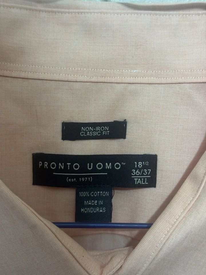 Pronto Uomo Men's Dress Shirt 18.5 36-37 Tall - Image 2 of 2