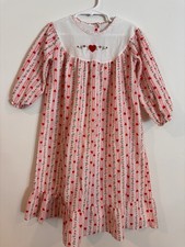 Vintage 1990S Alexis Girls Long Granny Nightgown Size 4 Heart Print