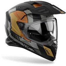 CASCO MOTO INTEGRALE ADVENTURE AIROH BANDIT HORN GOLD SABBIA MATT + SUN VISOR
