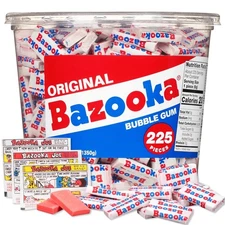 Bazooka Bubble Gum Individually Wrapped Pink Chewing Gum Original Flavor 225 Ct