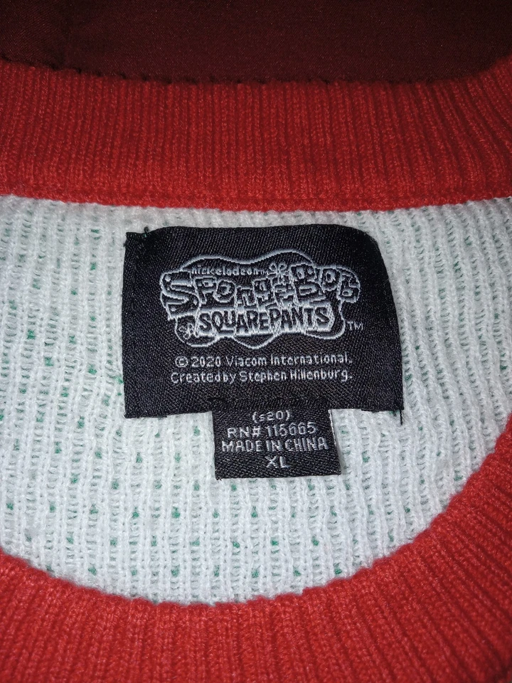Bob Esponja Pantalones Cuadrados Feo Navidad Suéter Talla XL Pullover Nickelodeon Foto 3 de 3