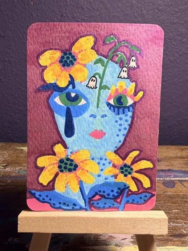 ACEO Art Card Original Abstract OOAK “Boobells & The Girl” by Chelsart1111 