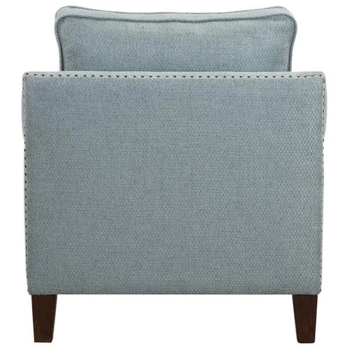 Uttermost Charlotta Coastal Wood and Fabric Accent Chair in Blue/Brass/Walnut - Picture 6 of 8