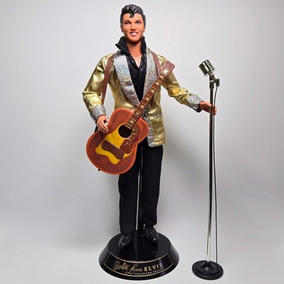 Elvis Presley DOLL by Mattel 1996 Fully Dressed Guitar Mike Stand