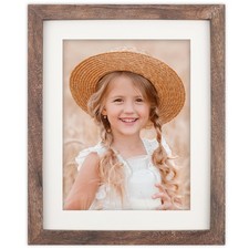 8x10 Picture Frame Wood Display Picture 6x8 with Mat or 8x10 without Mat Dist...