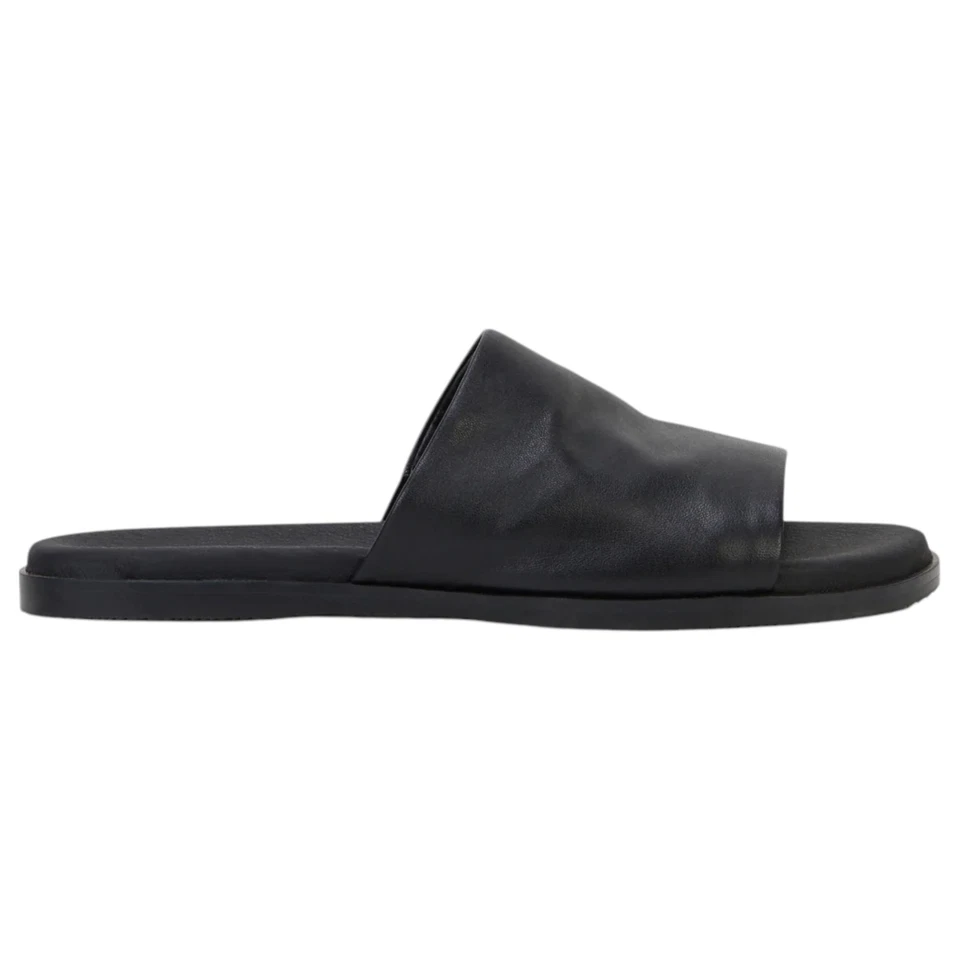 Hush Puppies Womens Paradise Slip On Leather Slides Black Sandals
