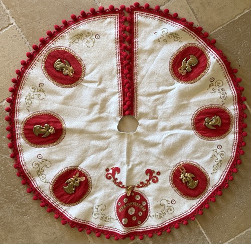 Vintage MCM Handmade Felt & Pom Poms Angel Tree Skirt - UNIQUELY FABULOUS!