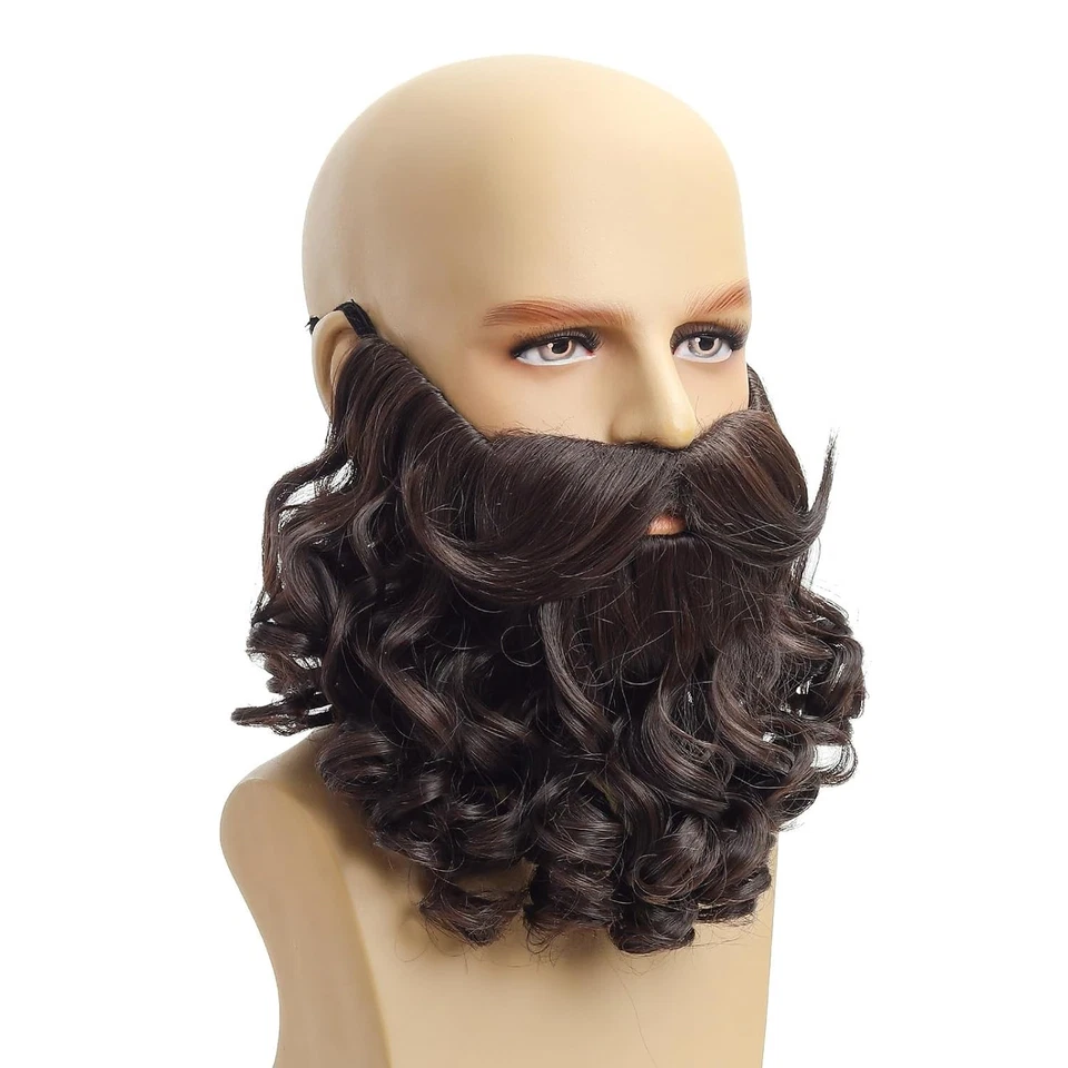 Fake White Beard and Mustache for Adults Funny Party Costume Accessory - Image 2 of 4