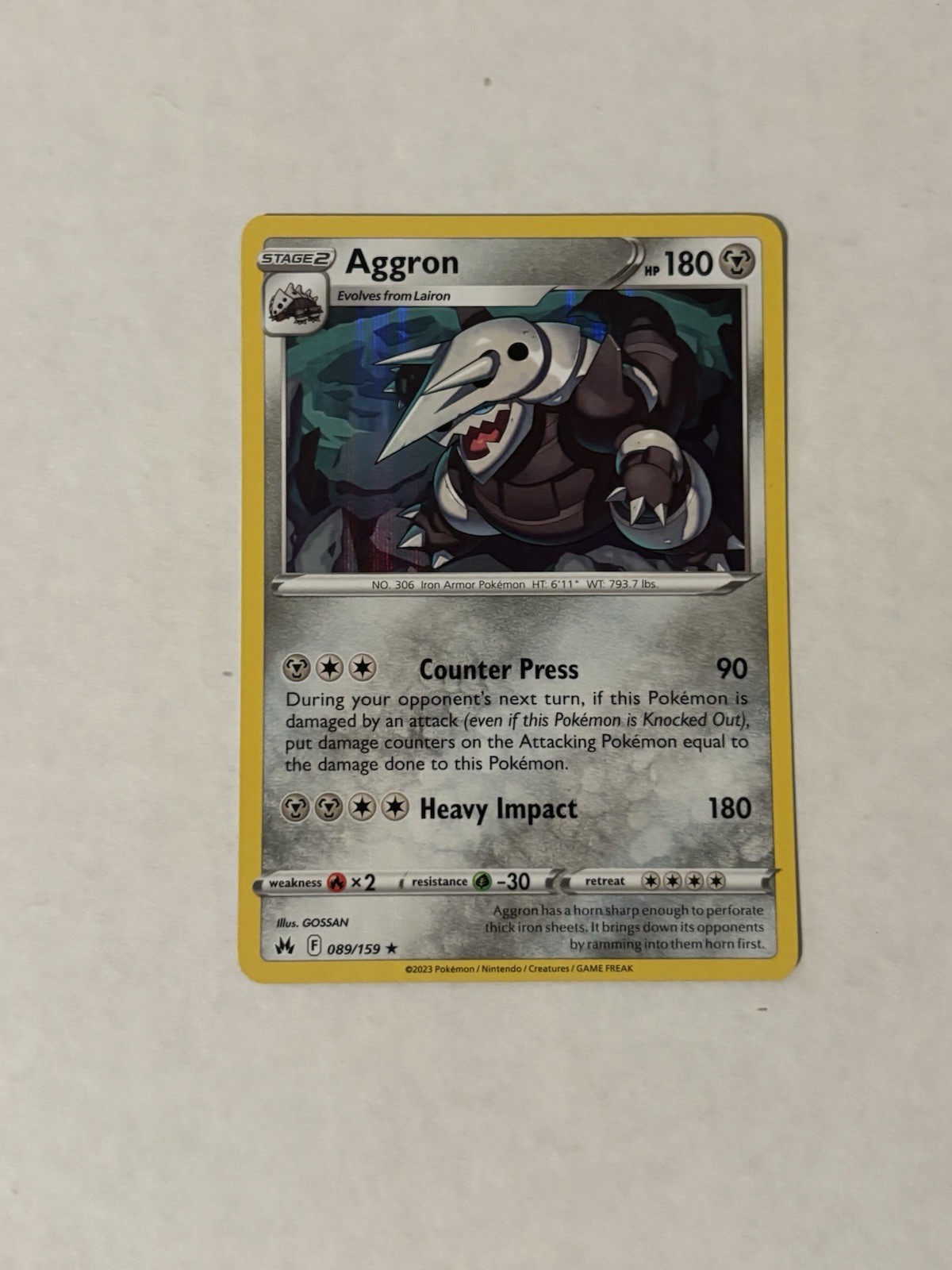 Pokemon Aggron 089/159 Crown Zenith Holo Rare