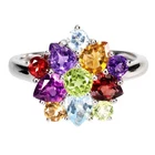 925 Sterling Silver Ring Pear Citrine 5x4mm Amethyst Gemstone Jewelry Size 8