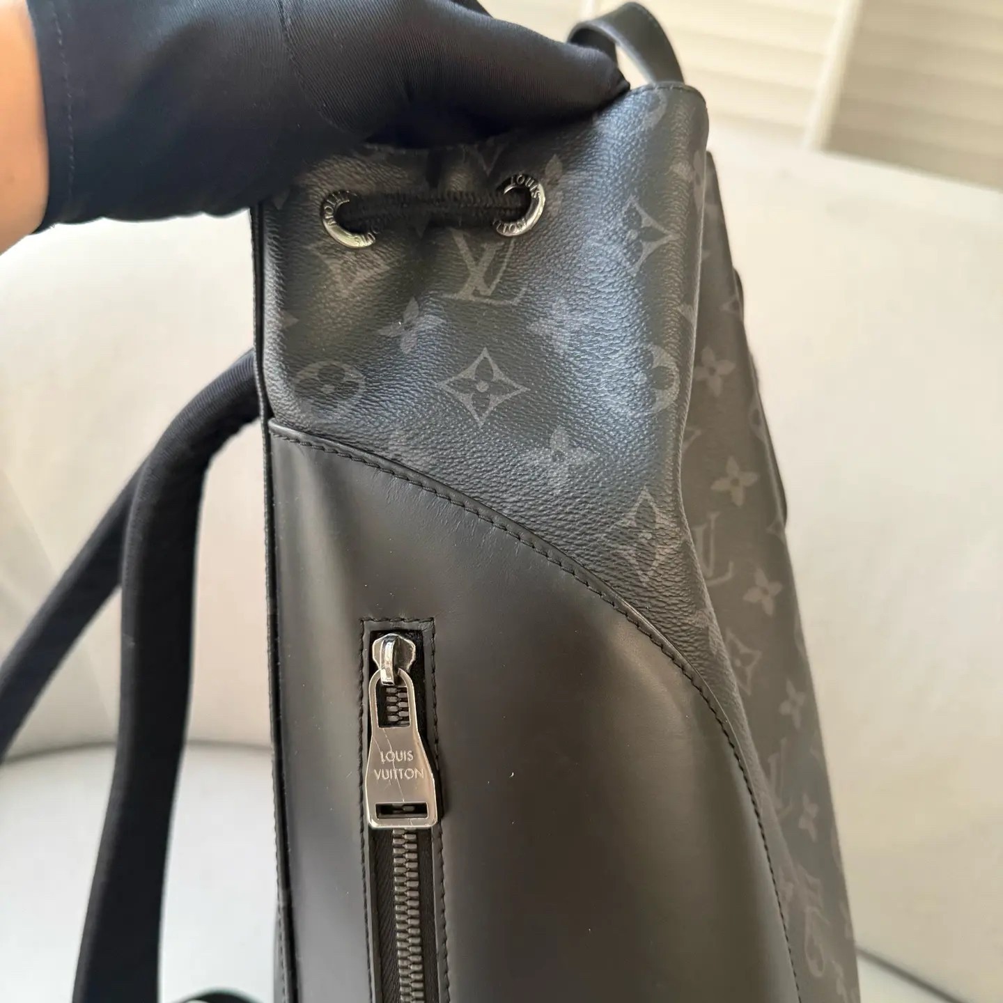 Authentic Sleek LV Eclipse Backpack Crafted Black… - image 17