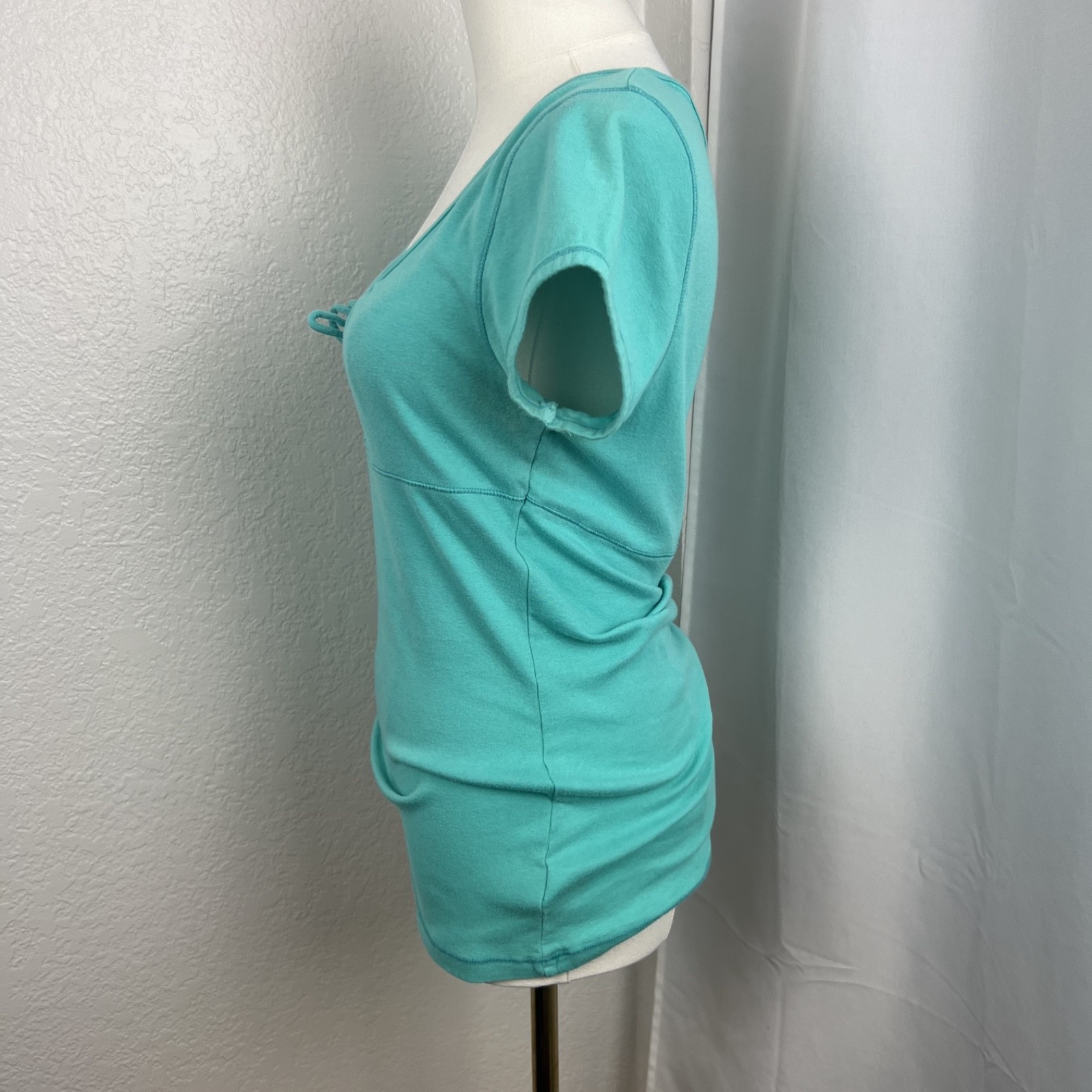 Y2K Aeropostale Top Womens XL Fitted Blue Babydoll Coquette Stretch Cotton Basic