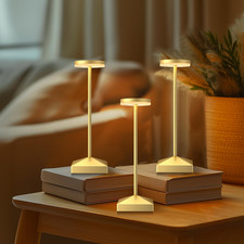 Funtaphanta 3 Pack 7.67In Gold Small Cordless Table Lamps Rechargeable Battery