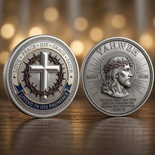 Moneda Conmemorativa Cristiana, Moneda Jesucristo Yahweh, Cruz Corona de Espinas