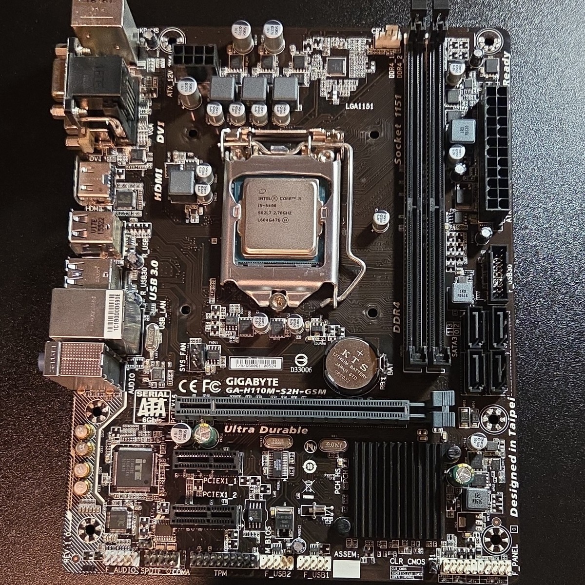 GIGABYTE GA-H110M-S2H-GSM MicroATX Motherboard & Core i5-6400 2.70