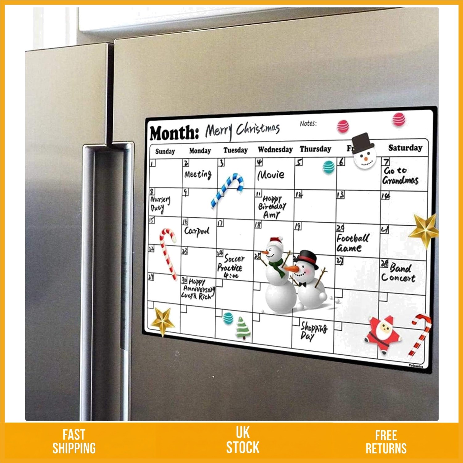 Magnetic Fridge Calendar Dry Erase Whiteboard Planner 2025 Organizer