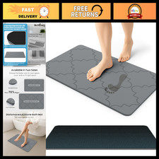 Extra Large Non-Slip Stone Bath Mat, 31.5" x 19.7", Dark Grey, Water-Resistant
