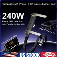 2-in-1 Invisible Holder Charger Cable Fast Charging Cord with Phone Stand 240W