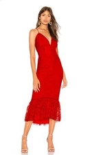 NWT Lovers & Friends Lace Midi Dress Evening Bloom Size Large Mermaid Tango