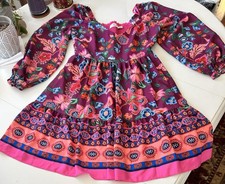 Eliza J Dress Size 10 Pink Floral Square Neck Balloon Sleeves Boho Romantic $158