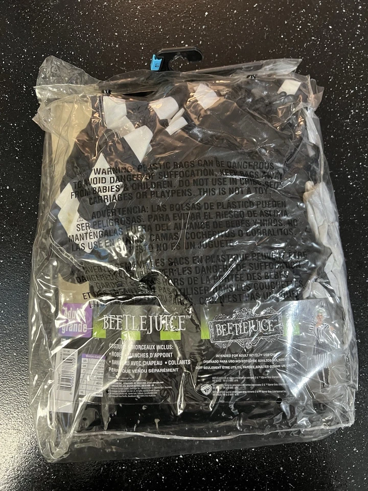 Beetlejuice Costume Adult Large 10-12 Striped Dress, Tights, & Arm Warmers - Изображение 3 из 4