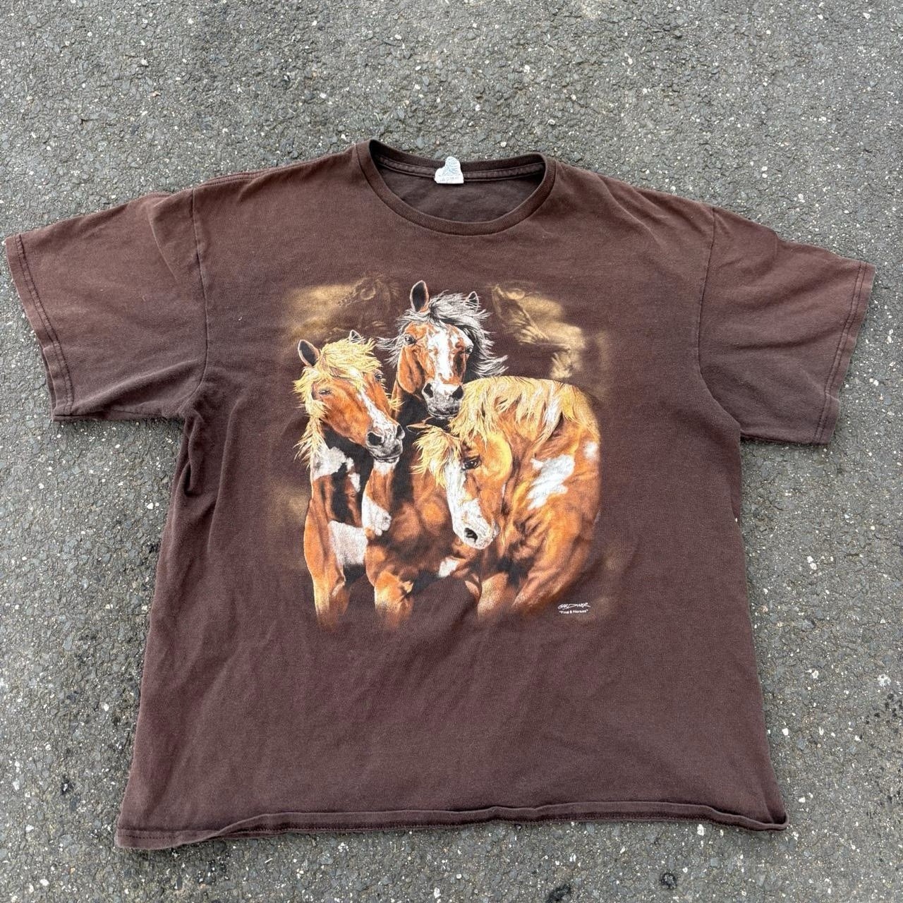 Vintage Brown Horses nature shirt size large