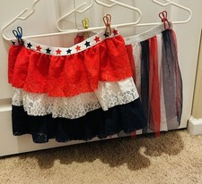 Lot of 2 Skirt/Tutu Girls Red White Blue L 10-12 XL 14-16 . 4th Of July
