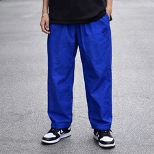 VTG 1993 Nike Tonal Swoosh Track Pants Nylon Windbreaker Joggers Baggy Blue 90s