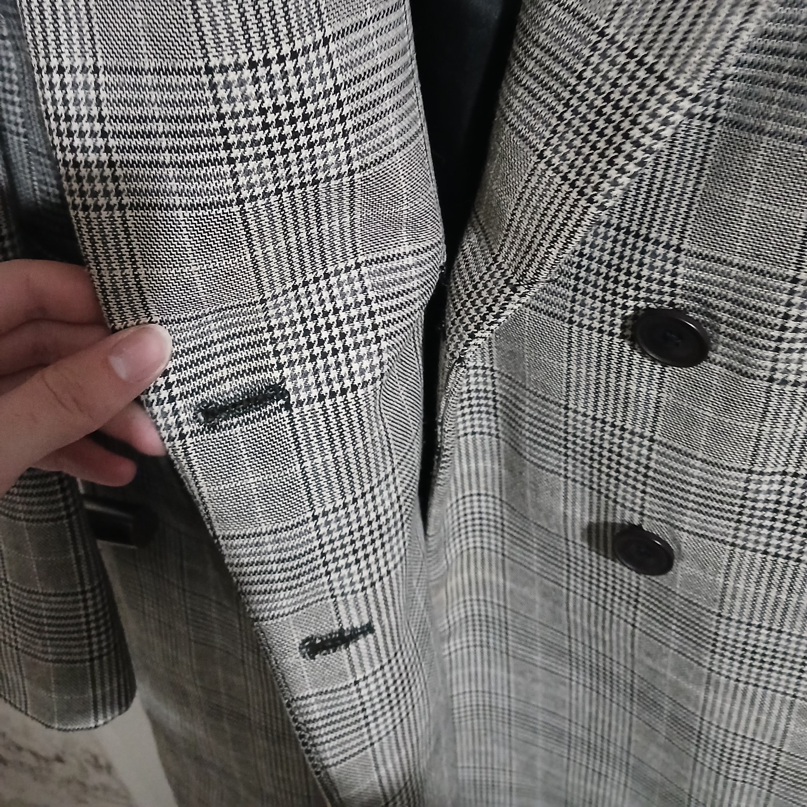 Zara Basic Women's Grey Check Double Breasted Lon… - image 7