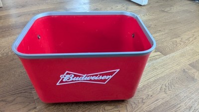 Vintage BUDWEISER Rot & Chrom KLASSISCHE Hartplastik Sixpack Kühlbox 