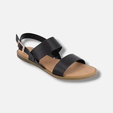 Journee Collection Women's Black Lavine Double Strap Flat Sandals Shoes Size 9M