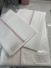  1645 Matouk Italy New 3pc F/Q Flat Cases Giza-87 Gatsby 1000TC Percale Pink