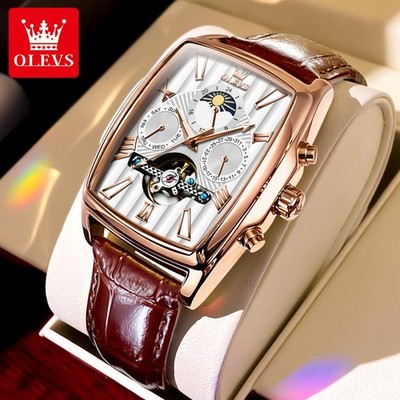 Men's, square, fashion, mechanical, multi-function, business watch
