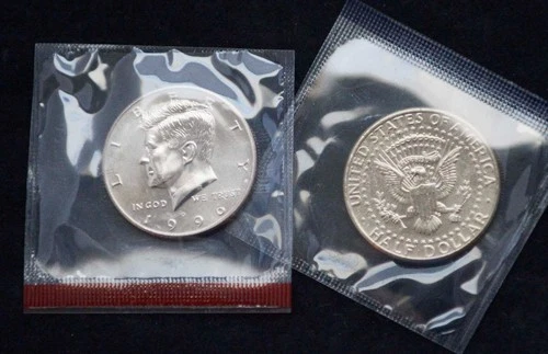 1996 P & D Kennedy US Mint BU Half Dollar 2  Coin Cello Set