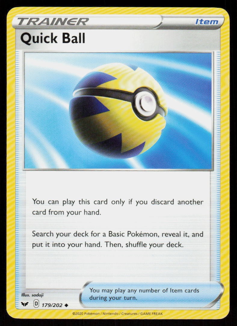 Quick Ball 179/202 Uncommon Sword & Shield Pokemon Lightly Played
