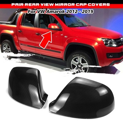 Carbon Fiber Style Pair Rear View Mirror Cap Covers For VW Amarok 2012 - 2019
