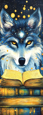 Celestial Wolf Bookmark -  Whimsical 6x2 Gift for book readers, laminated